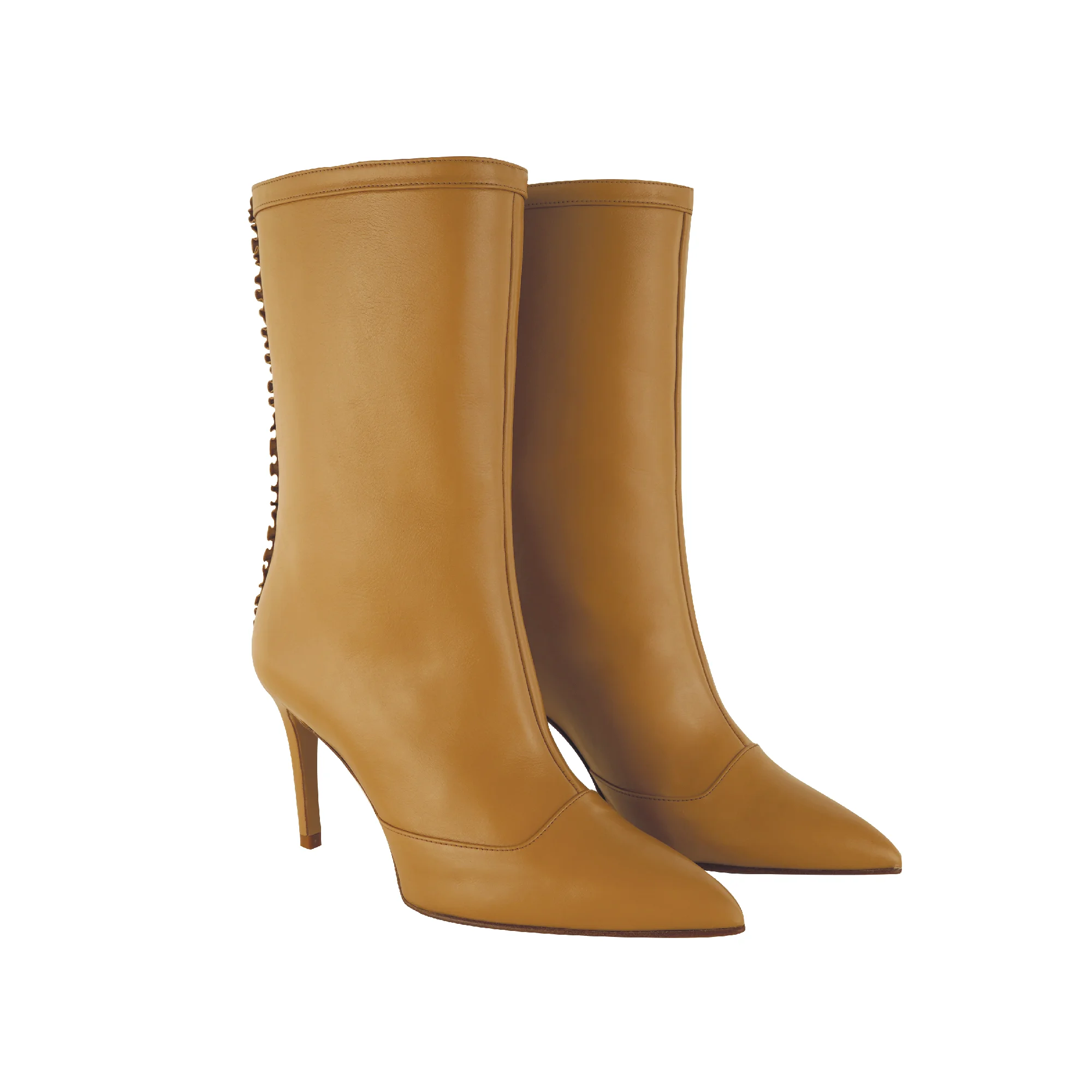 High Quality Made in Italy Woman Ivory Camel Two Tones Fashion High Heel Ankle Boot Catwalk