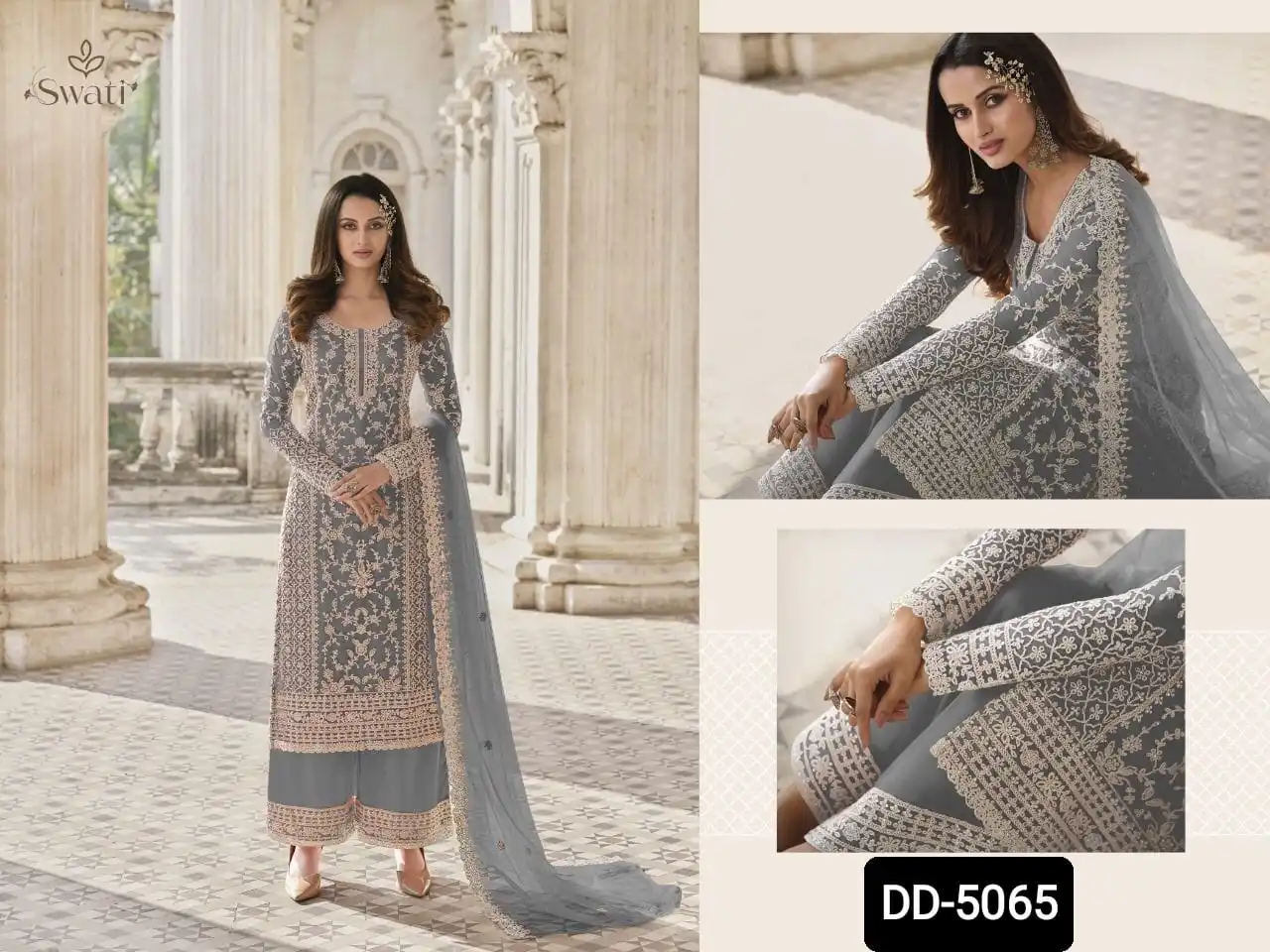 Indian Designer Wear Butterfly Net Material with Embroidery Work Salwar KAmeez Suit with Fancy Dupatta Set for Women Wear Dress