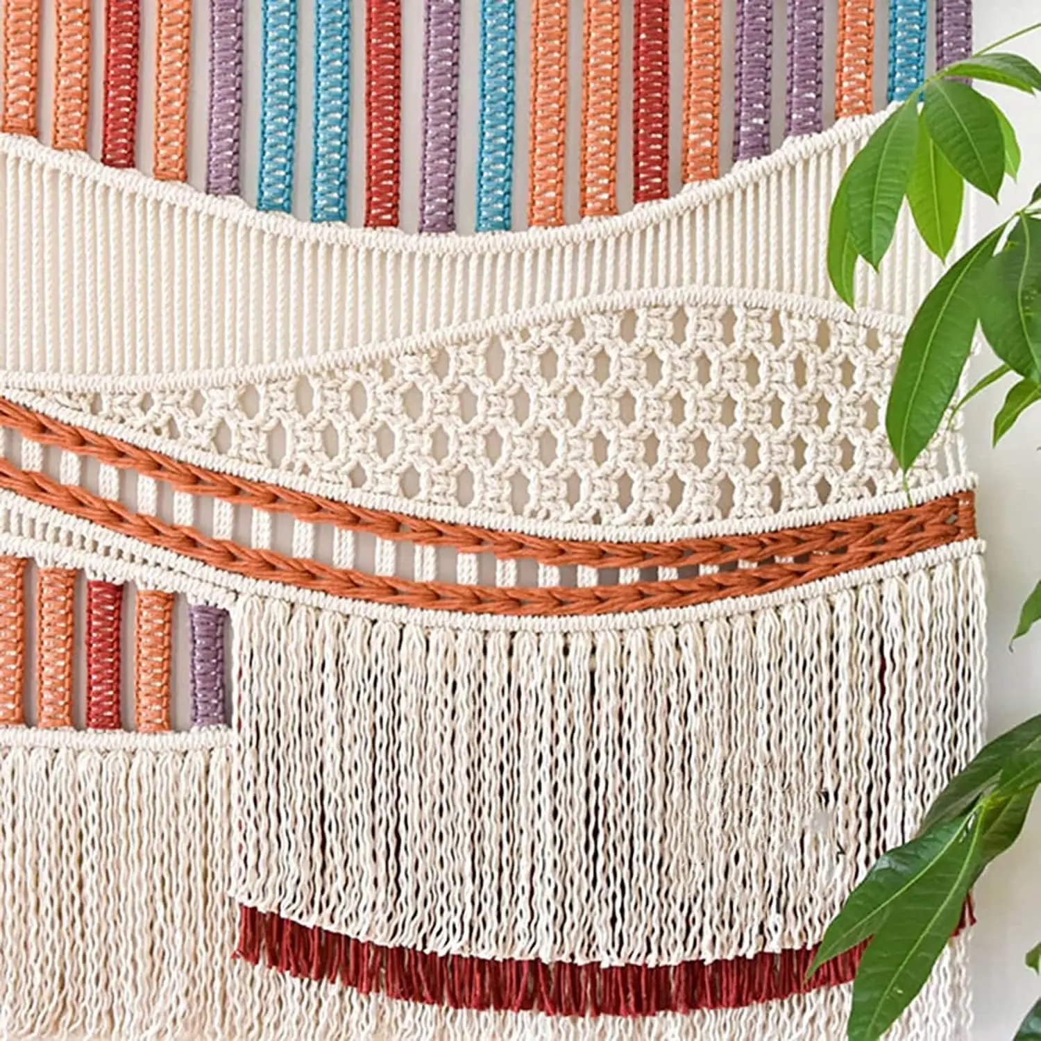 Boho Cotton Rope Macrame Wall Hanging Handmade Nordic Macrame Home Decoration Bohemian Vintage Curtain Tassels Dyed Tapestry