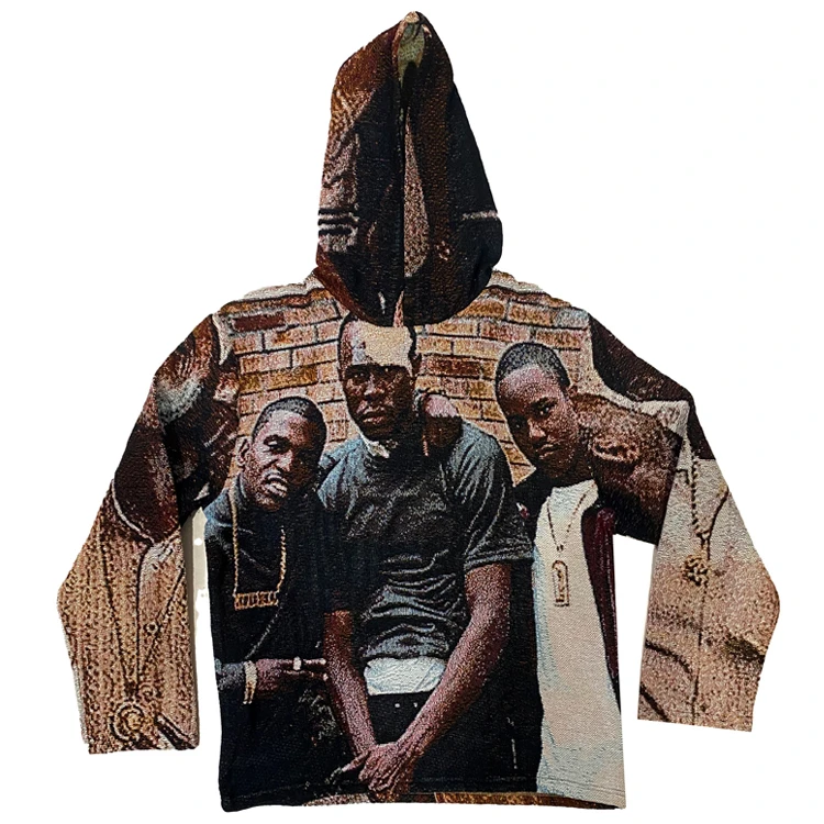 High Quality Custom hip hop streetwear oversized printed woven anime tapestry hoodie Balaclava Hoody oem