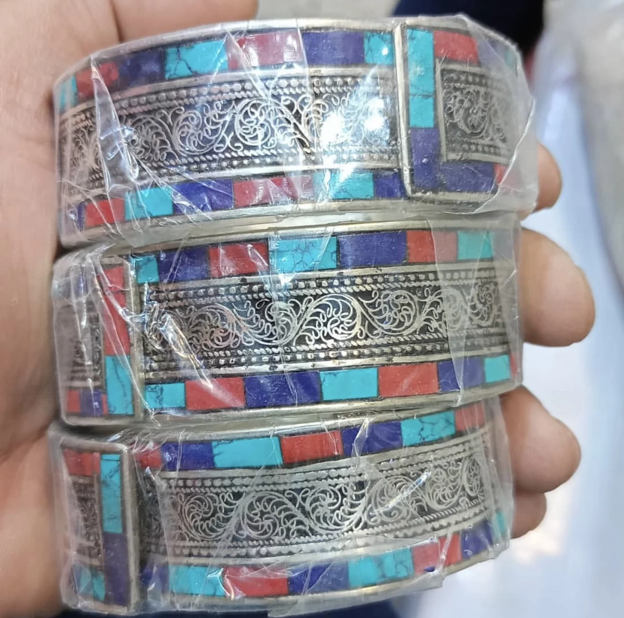 Traditional Afghani Bracelets Cultural Elegance jewlery Heavy traditional handmade Bracelets colored bangles and handcuff