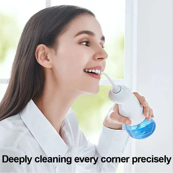 Oral-B Water Flosser, Oral Irrigator Handle with 4 Nozzles, White & Light Blue