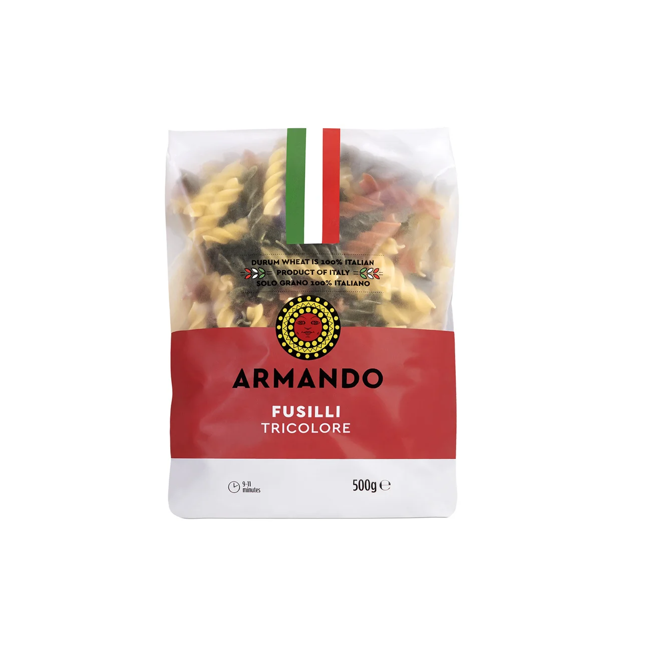 High Italian Quality Dry pasta 500g Fusilli Tricolore in bag Durum Wheat semolina Pasta for Wholesale