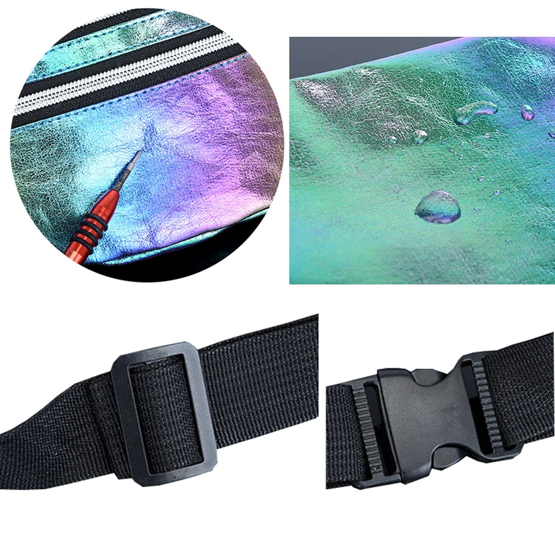 Holographic Fanny Pack Waist Packs Shiny Waist Bum Bag Travel Party Festival Running