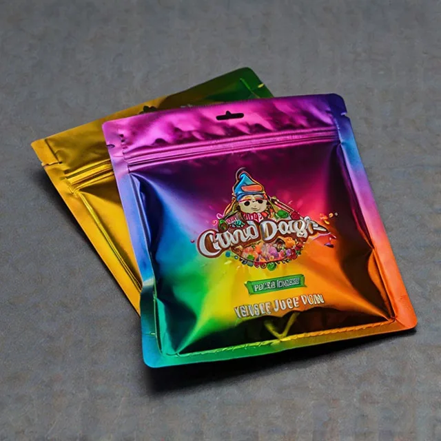 Factory Customized Printed Own Logo Design Mushroom Packaging Pouch Edible Gummies Mushroom Bags with Zipper
