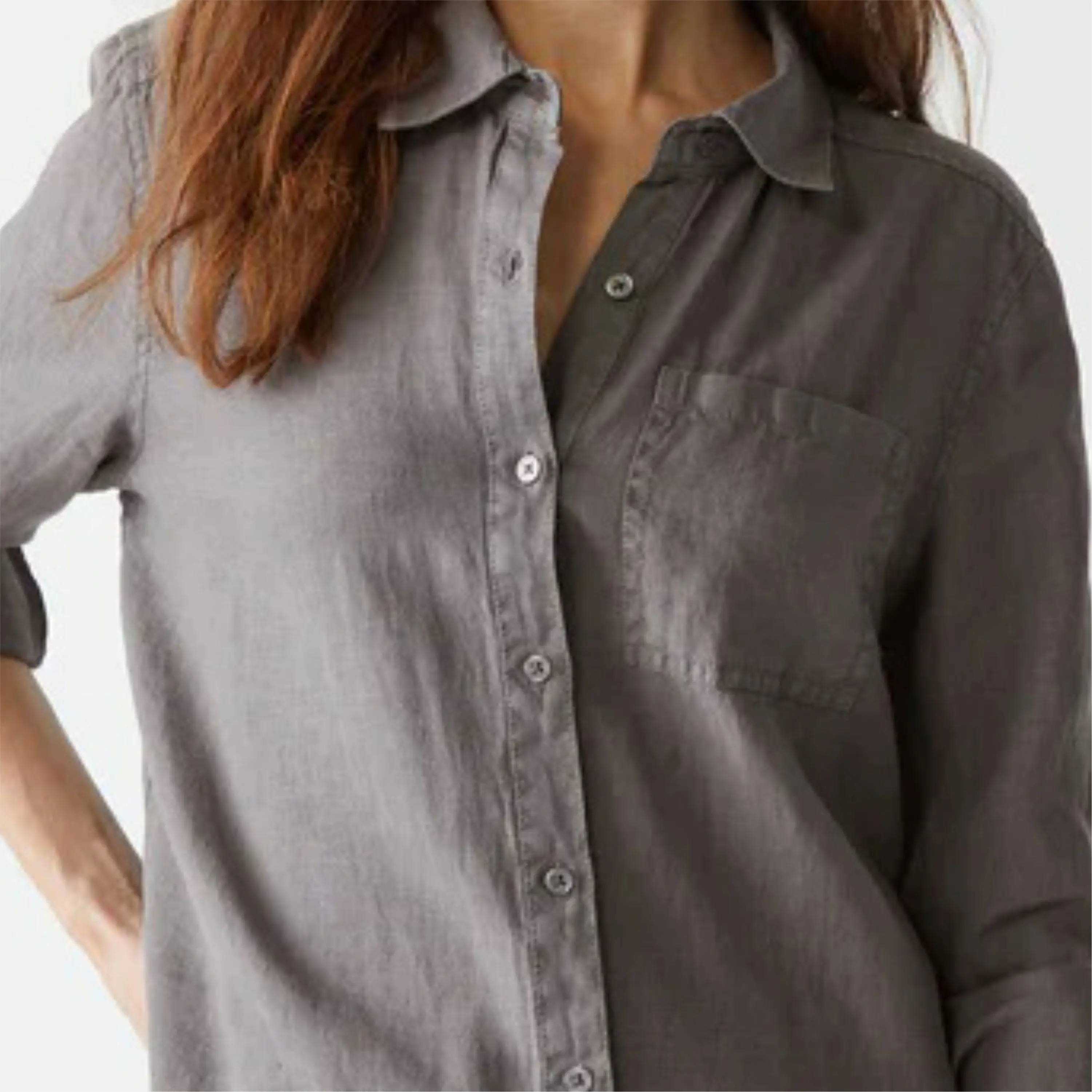 Casual Denim Button-Down Shirt for Women - Stylish and Durable, Great for Daily Wear, Available in Classic Blue and Dark Washes