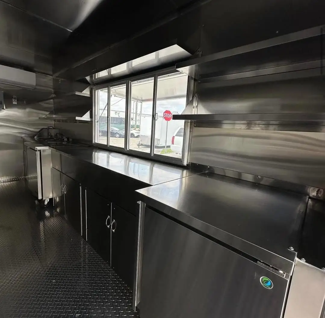 Electric Fast Food Truck Trailer / Mobile Kitchen Kiosk Commercial for Sale