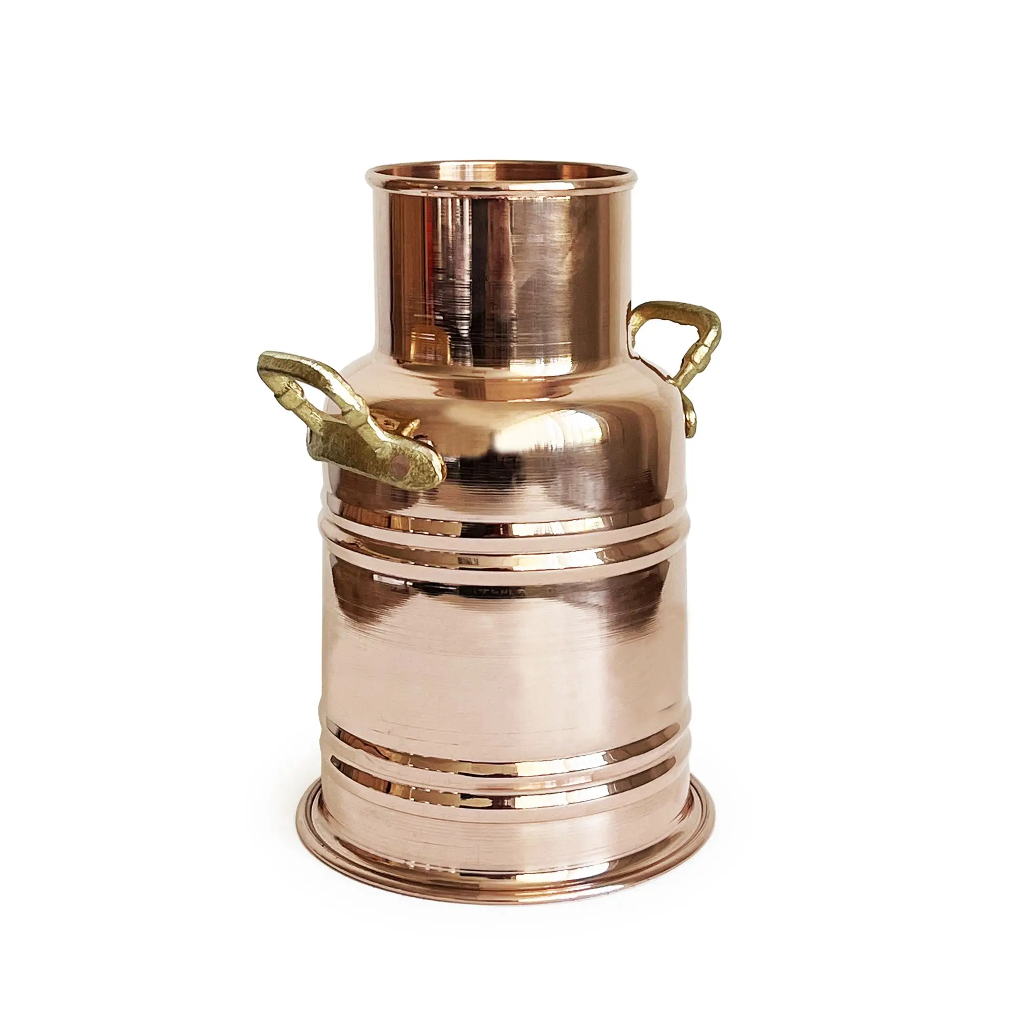 Turkish  Authentic Handmade Copper Vase Armagan 18 cm With Brass Handles, Home Decor, Copper Color Flower Pot Tabletop Vase
