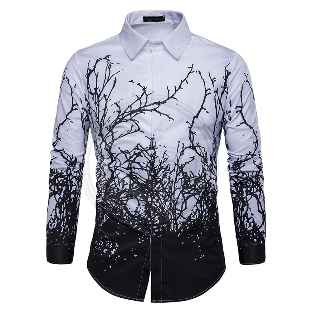 Mens sublimated / printed Best Selling Cheap OEM long Sleeve with Print Men CASUAL Winter Cotton made dress Fashionable shirts