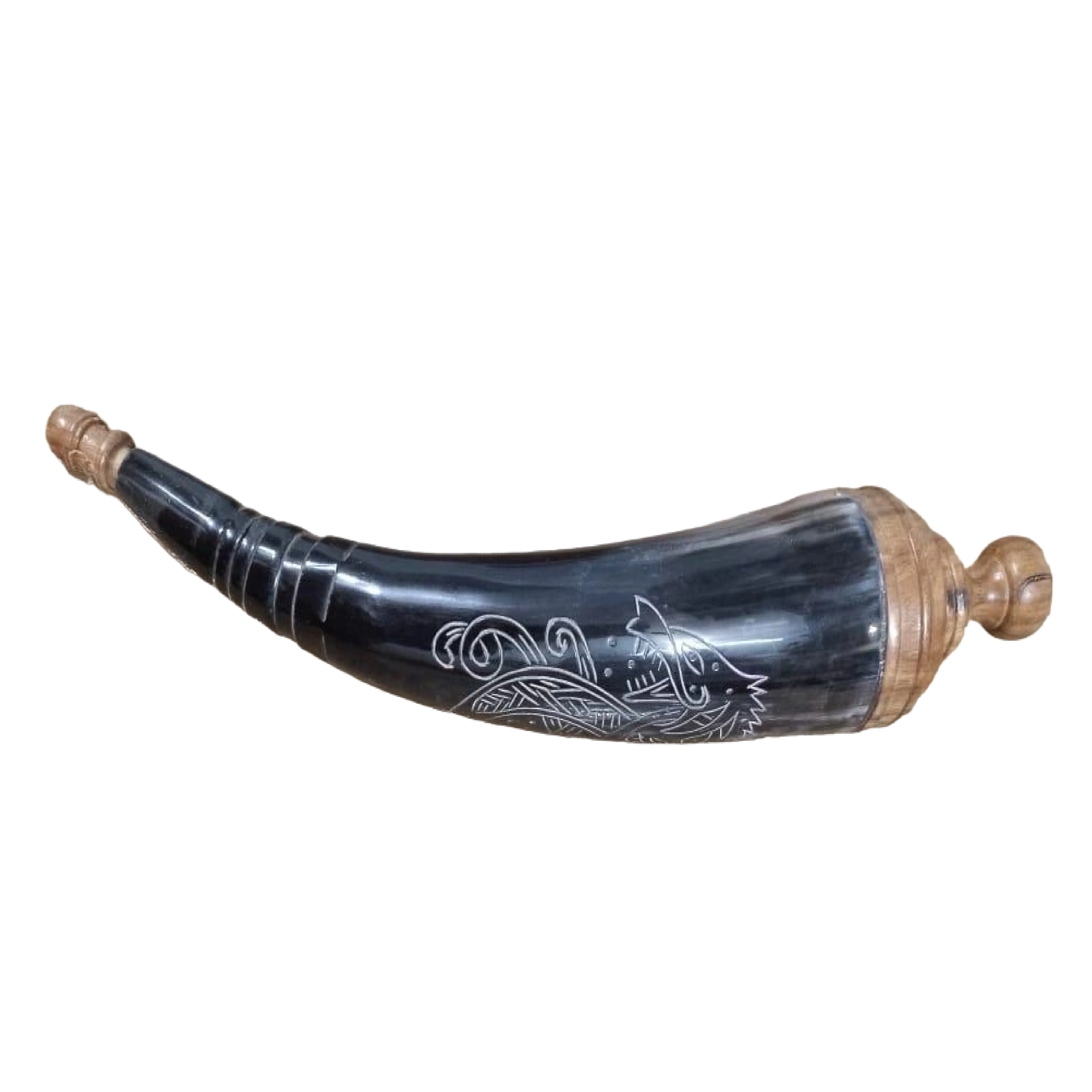 Top Quality Natural Quality Ready For Export Buffalo Horn With Engraving Design Horn Drinking Wine Glass Supplier From India