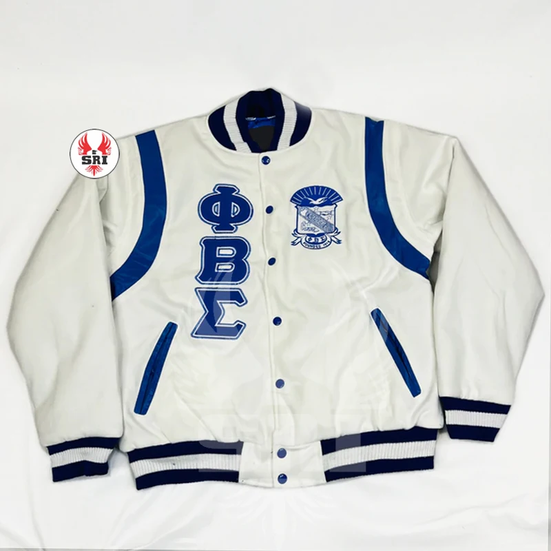 Phi Beta Sigma Fraternity Embroidery Men Varsity Jacket | Fraternity Embroidered wool body leather sleeve Letterman Jacket