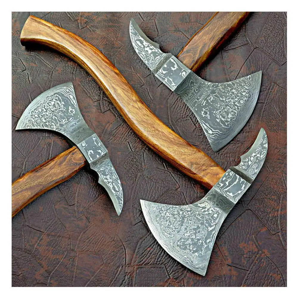 Hand Forged Large Viking Hand Engraved Pattern Hunting Hatchet Axe Felling Splitting Axe For Camping And Outdoor