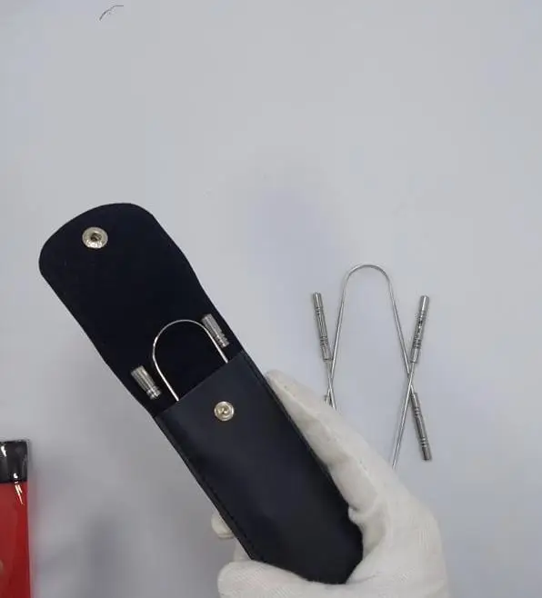 Лидер продаж скребок для языка из нержавеющей стали U-образный очиститель розовое золото частная этикетка чехол с ручкой без магнита