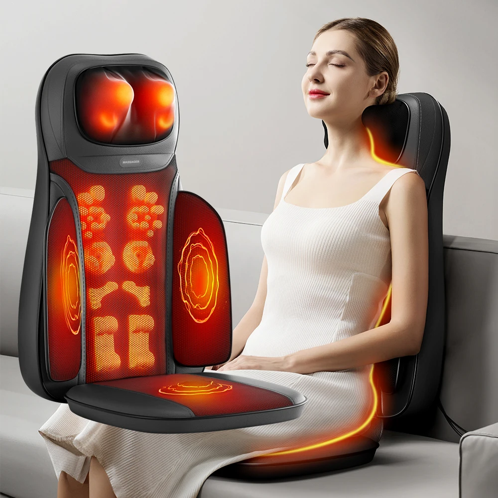 HUIXIN 2024 Wholesale Portable Electric Shiatsu Car Home Massage Cushion Full Neck Back Body Heated Vibration Seat Cover