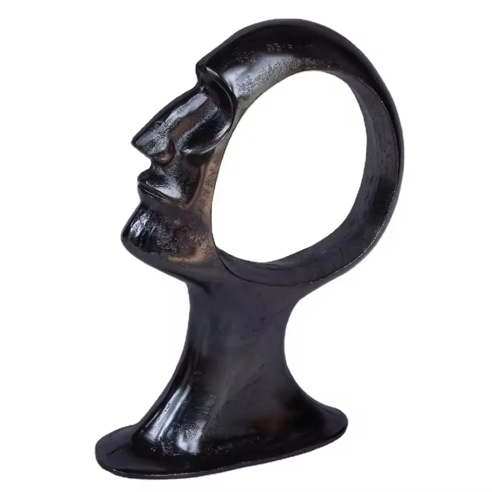 European Style Cast Aluminium Hollow Head Abstract Sculpture Minimalist Statue Decoration Home Decor Cabinet Faqurines