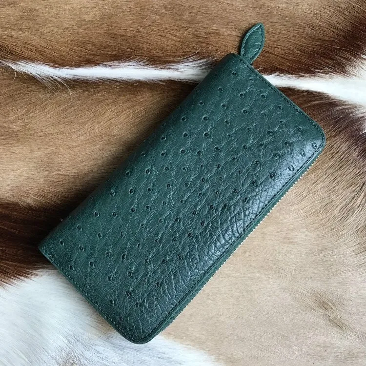 2023 Trend Wholesale Long wallet from genuine Ostrich leather long wallet for women genuine leather women wallet