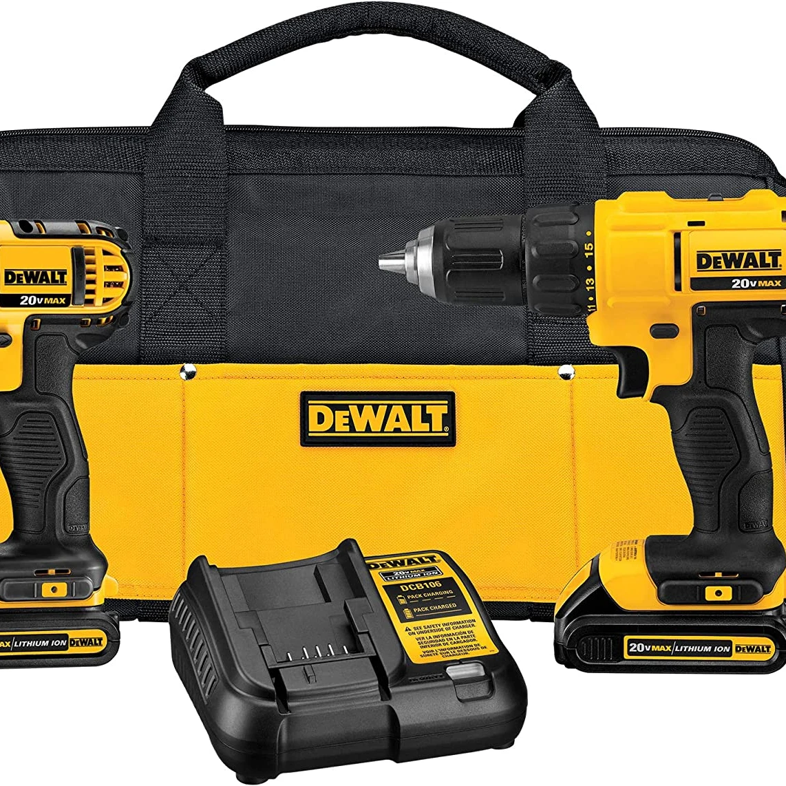 Дрель DEWALTS аккумуляторная ударная, 20 в, с 2 аккумуляторами и зарядным устройством (DCK240C2)