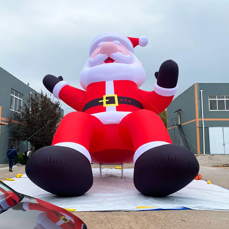 10m Self-developed Outdoor Inflatable Christmas Santa Claus Decoration Giant Customized Lying Father Christmas Inflatables