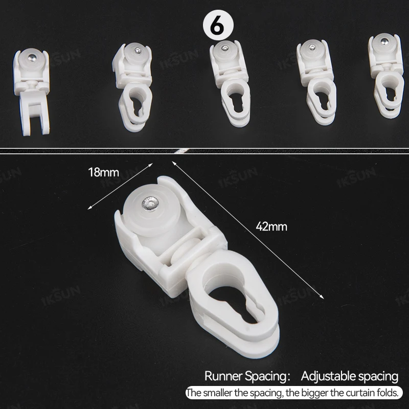 IKSUN Ripple Fold Curtain Track Runners S Fold Accessories Easy Installation Wave Fold Runners For Curtain Tapes