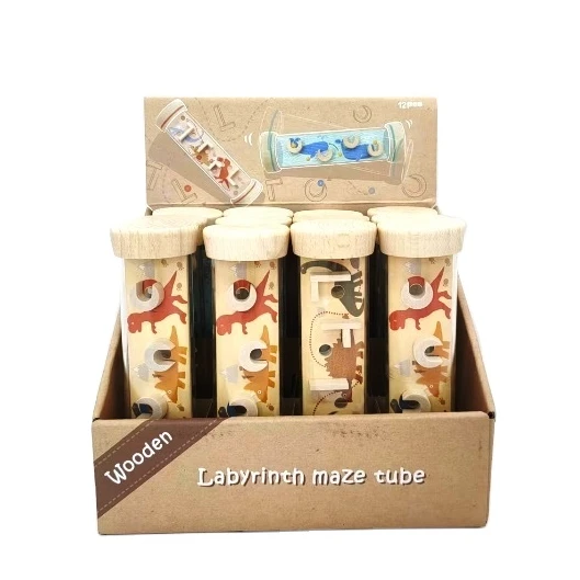 Portable Wooden Double Side Labyrinth Maze Tube Toy