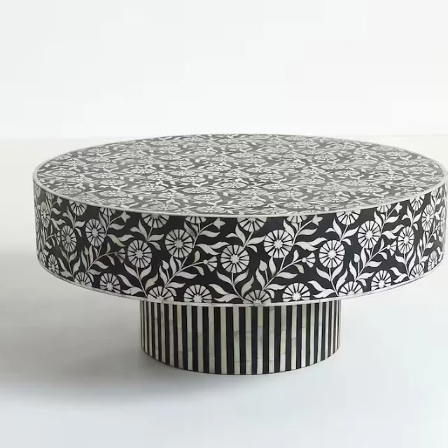Bone Inlay Center Table Modern Living Room Furniture Customized Designed & Size Available Coffee Table Inlay Table For USA UK