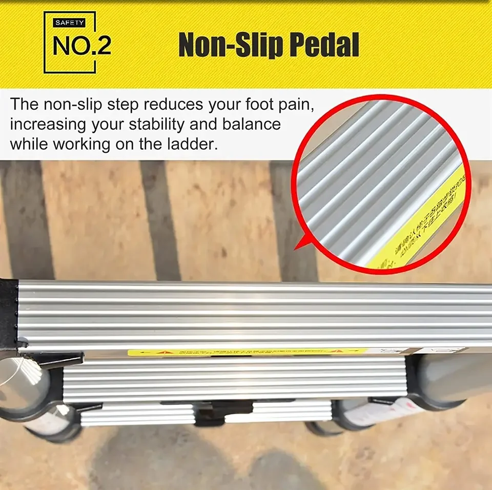 Aluminum single straight ladder with 10cm hook thickened portable telescopic ladder for household use