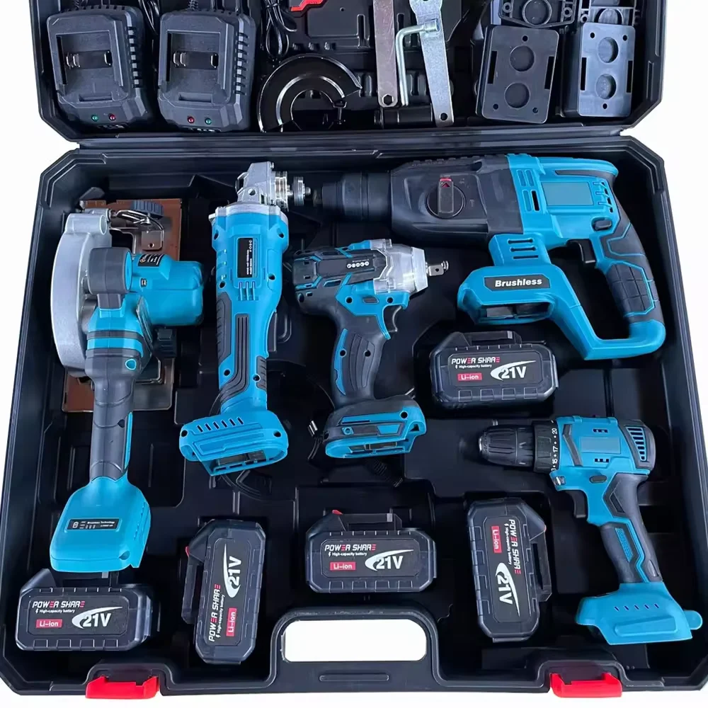 21V Professional Cordless Electric Drill Power Tool Combo Set Cordless Drill Set With Power Tool Bit Combination For Household
