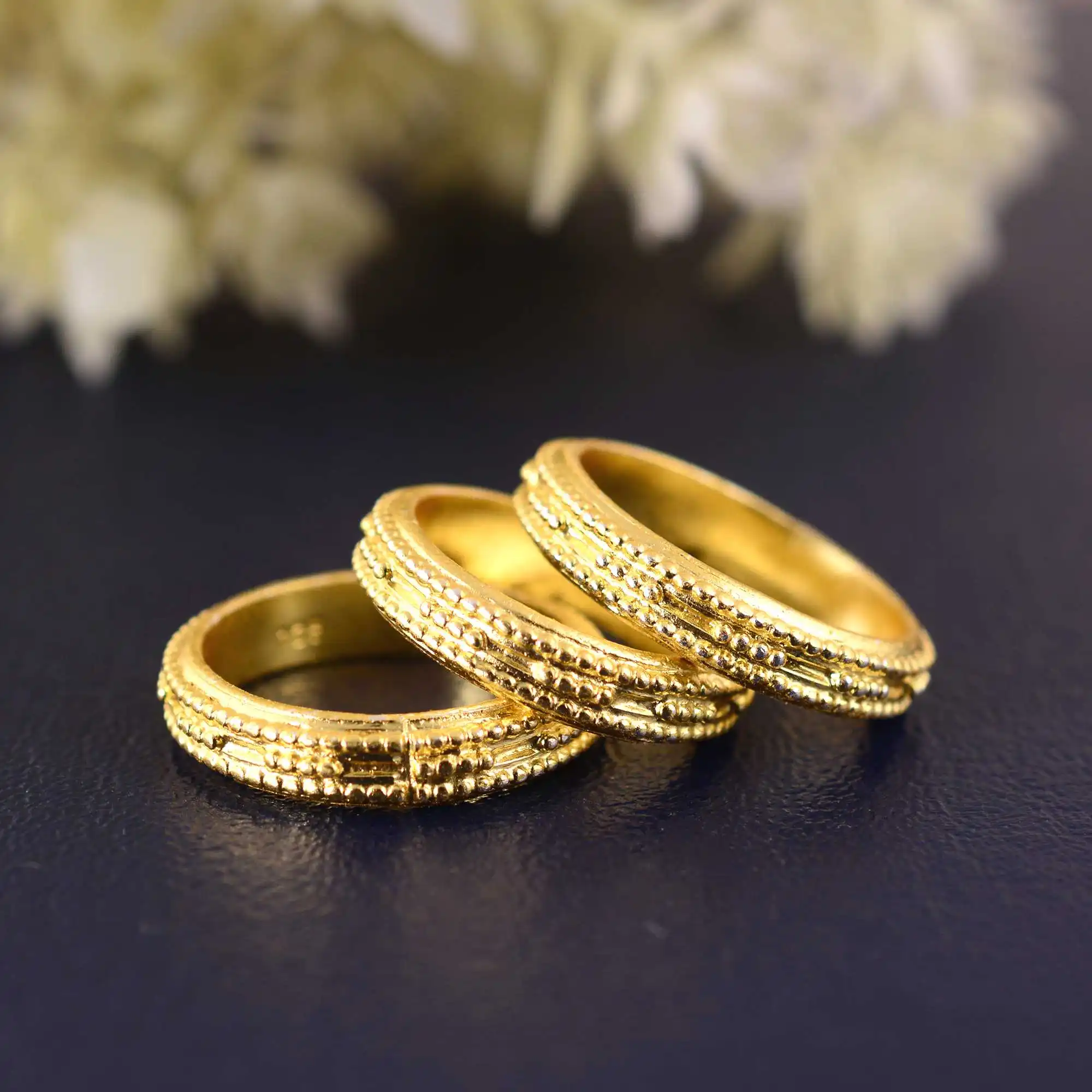 New Wholesale Simple korean designer Solid 18k Gold Plated ring band minimalist women 14k gold Plated ring