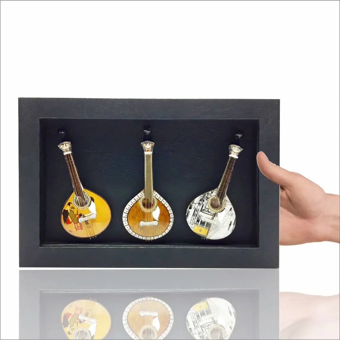 Shadow box frame 3 Portuguese Guitar Design medium size for Wall Decoration Home Decoration  Wooden Handmade and Souvenirs march