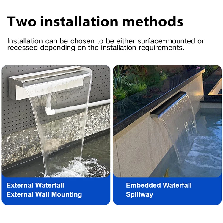 OEM Garden Spray Water Spa Swimming Accessory Above Ground Stainless Steal Sliver Pool Waterfall Fountains With Remote