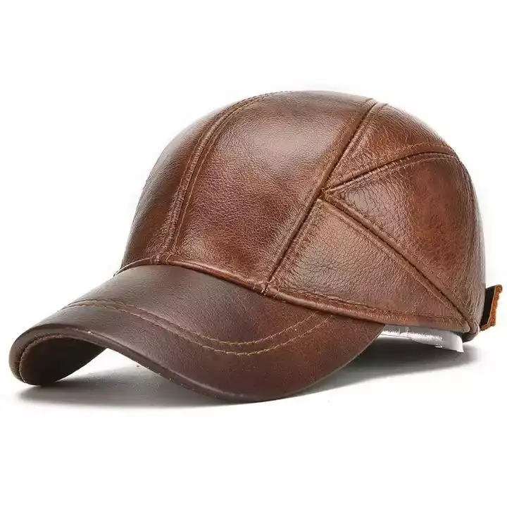 Autumn Winter Keep Warm Dad Hats High Quality Genuine Cow Leather hats, Real Rider Style Cadet at Reasonable Prices