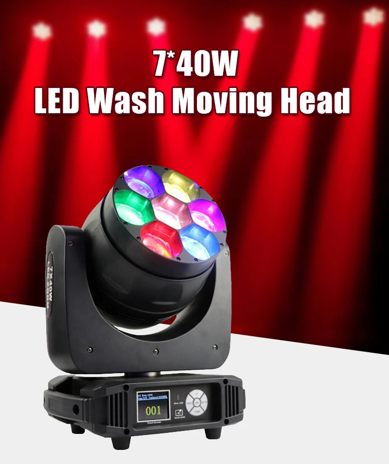 Светодиодные лампы dj disco 7x40 Вт светодиодные движущиеся головки mini wash