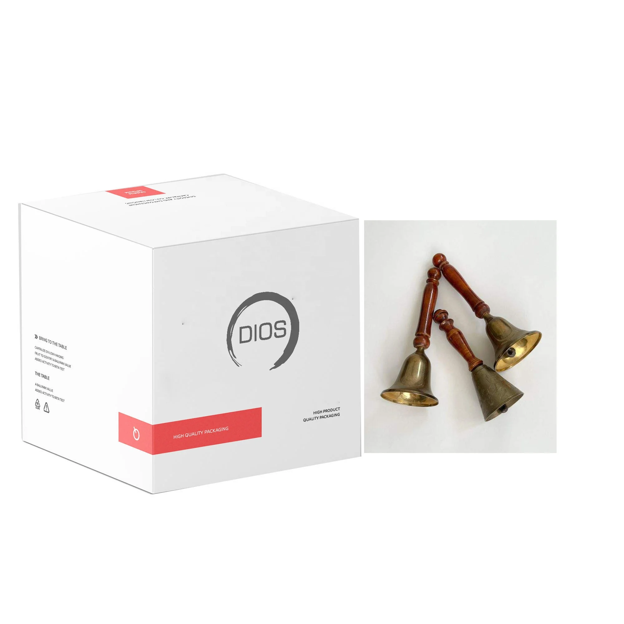 Strong Pure brass Hand bell With Wooden handle new Look Metal Peon Bell For Office In Wholesale Price in set