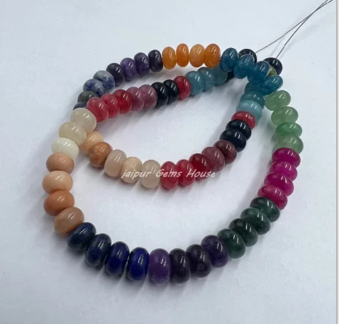 Beautiful Multicolor Quartz Smooth Rondelle Beads Rainbow Quartz Gemstone Beads Strand Dainty Healing Beads for Creative Jewelry