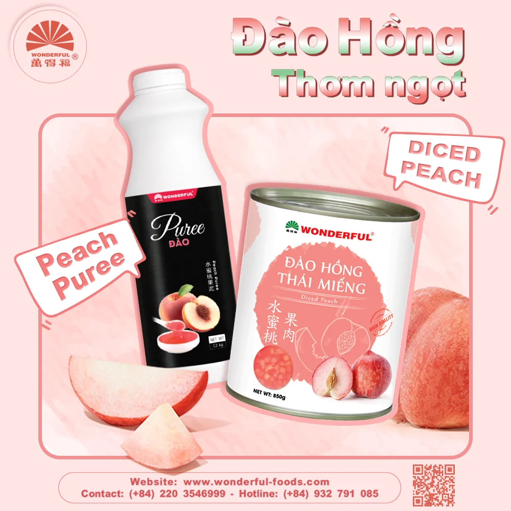 Diced Peach - Canned Juicy Fruits Manufacturer Made In Vietnam