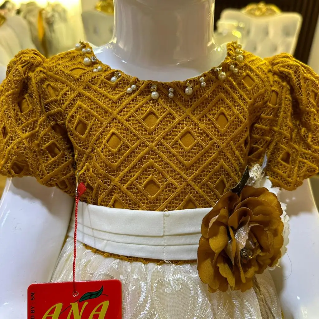 New collection cotton party design dress with hairband new fancy design kids dress for party wear