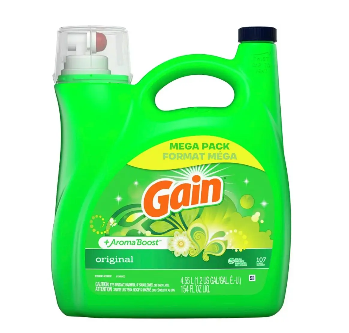 Gain + Aroma Boost Liquid Laundry Detergent, Original Scent, 107 Loads, 154 fl oz