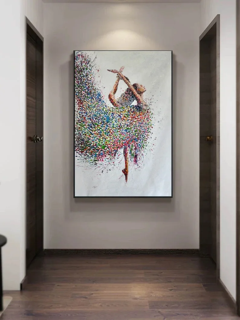 Large Ballerina Painting Dancing Girl Oil Painting Abstract Modern Art Handmade Wall Art