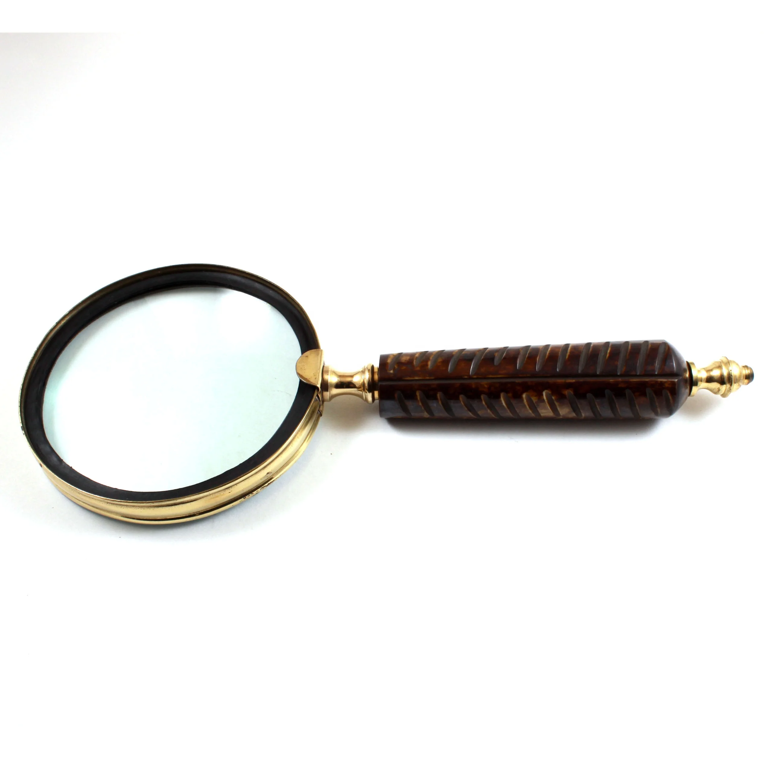 mini size brass magnifying glass natural wooden handle mirror and polish nautical classic