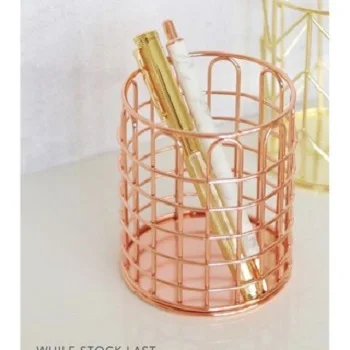 Pen holder for desk clip holder round table metal wire mesh pencil cup pen holder office supplies
