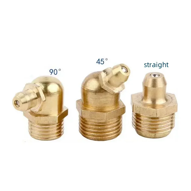 Brass Hydraulic Zerk Grease Nipple Fittings 45degree 90degree and Straight Shape Lubricating Nipples