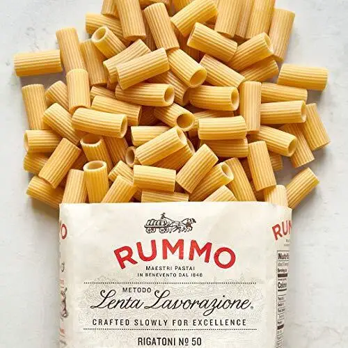 Rigatoni Pasta, Large, Ribbed Tubes Italian High Quality Pasta Pennoni Rigati 500 g - Made in Italy for export