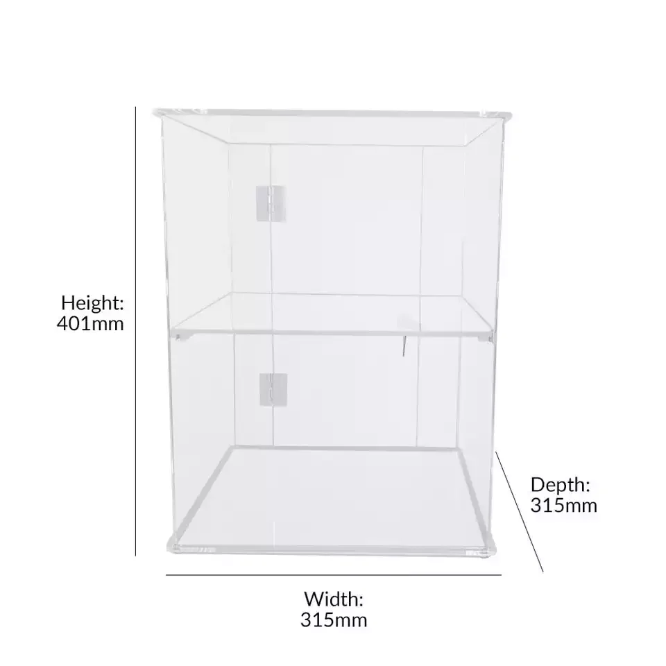 2 Tier Clear Acrylic Lockable Display Case