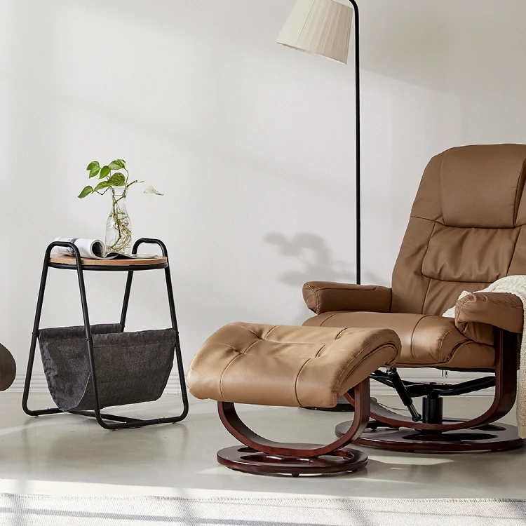 Portable coffee table with movable small side table Rack Wooden Top Metal Base Sofa Coffee Side End Table Floor Standing Fabric