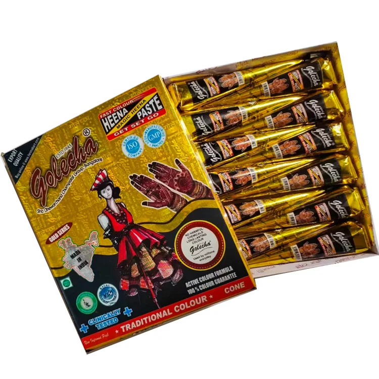 Natural 6 Colors Indian Zenia Henna Paste Cones Temporary Tattoo Body Art Mehandi Ink