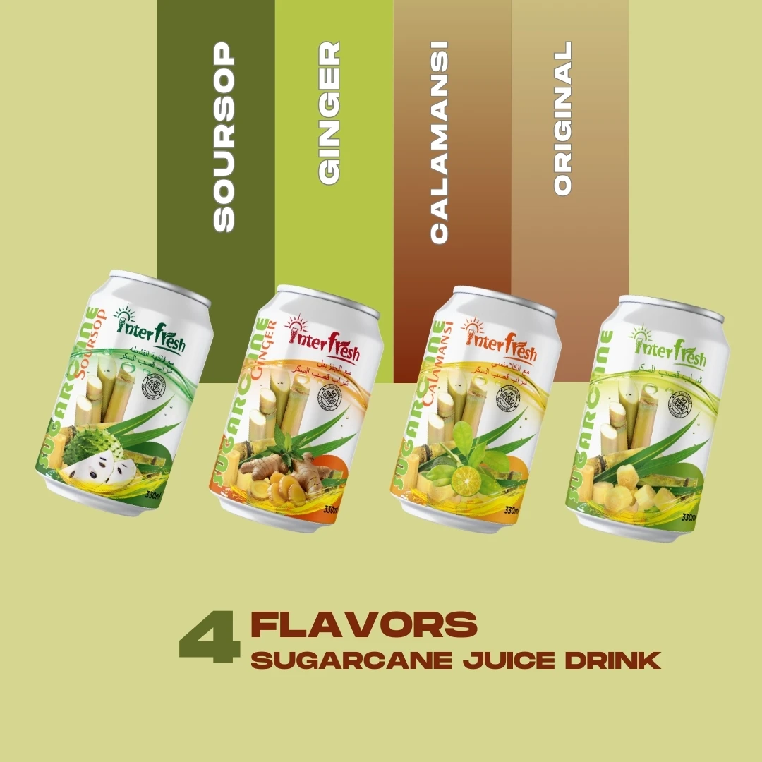 Interfresh 330ml Sugarcane Juice Drink with Calamansi 50% Sugarcane juice No Sugar Free Sample Original Juice Low Price Factory