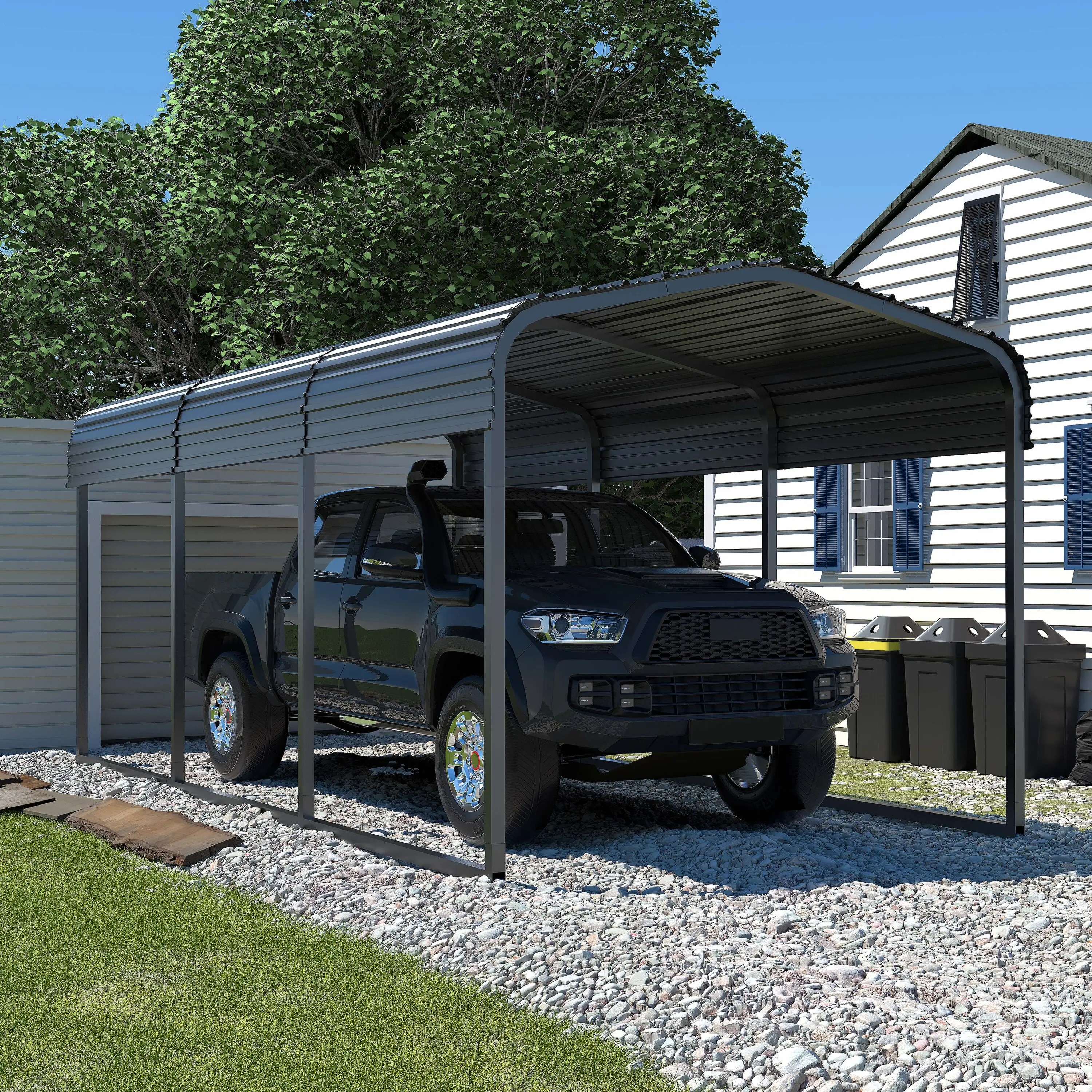 Prefab garage/steel structure car parking/carport 3 sided carports