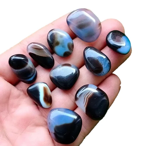 Black Onyx Tumble, Smooth Onyx Tumble Stones, Banded Onyx Tumbled