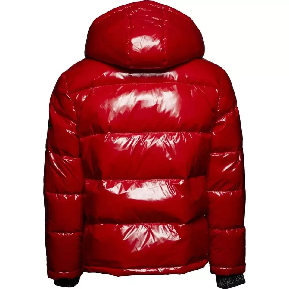 Wholesale clothing shiny padded bubble jacket street wear apparel winter coats red shiny bubble outdoor wear jackets