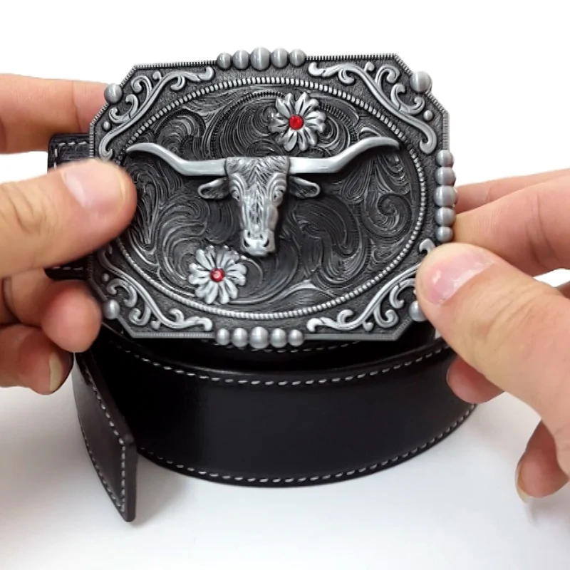 Wholesale 3D Sculpting Cowboy Luxury Wide Metal Mencasual Belt Buckle For Custom